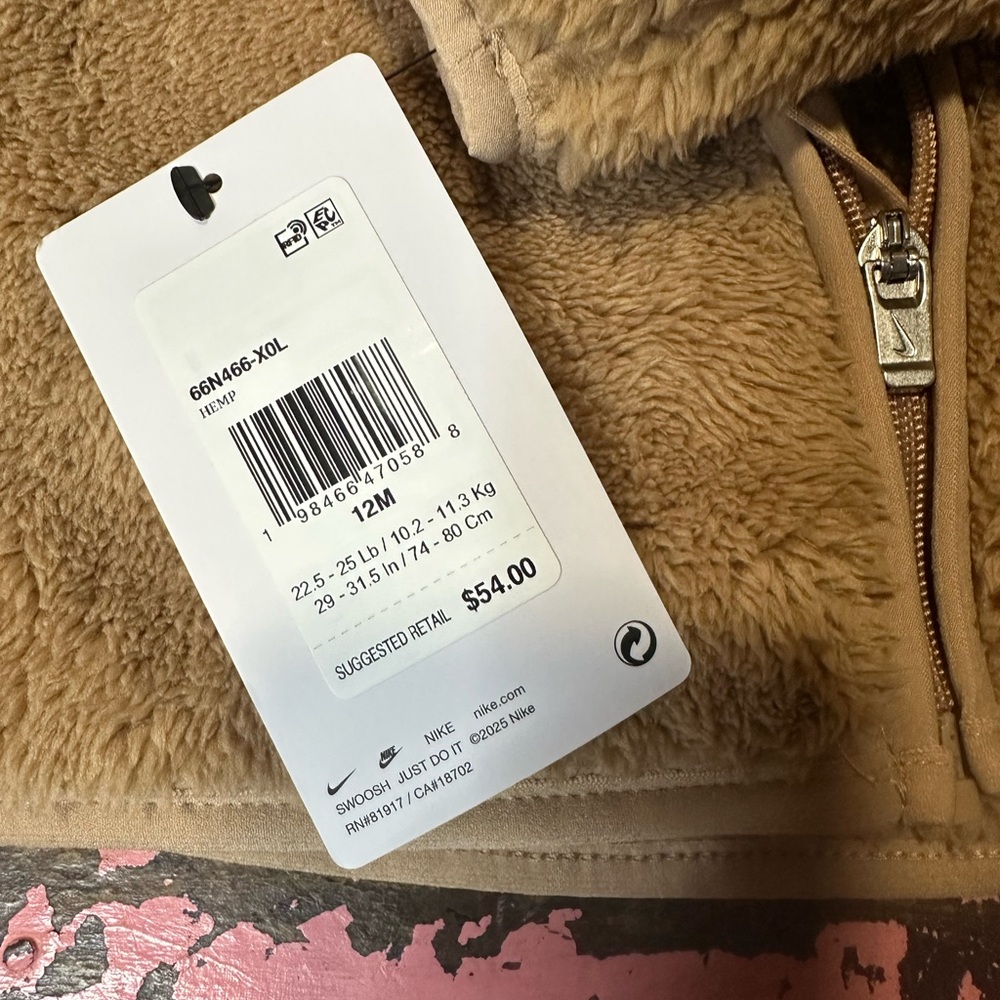 NIKE infant brown fuzzy teddy bear coat sz 12 mo - NWT - Picture 7 of 7